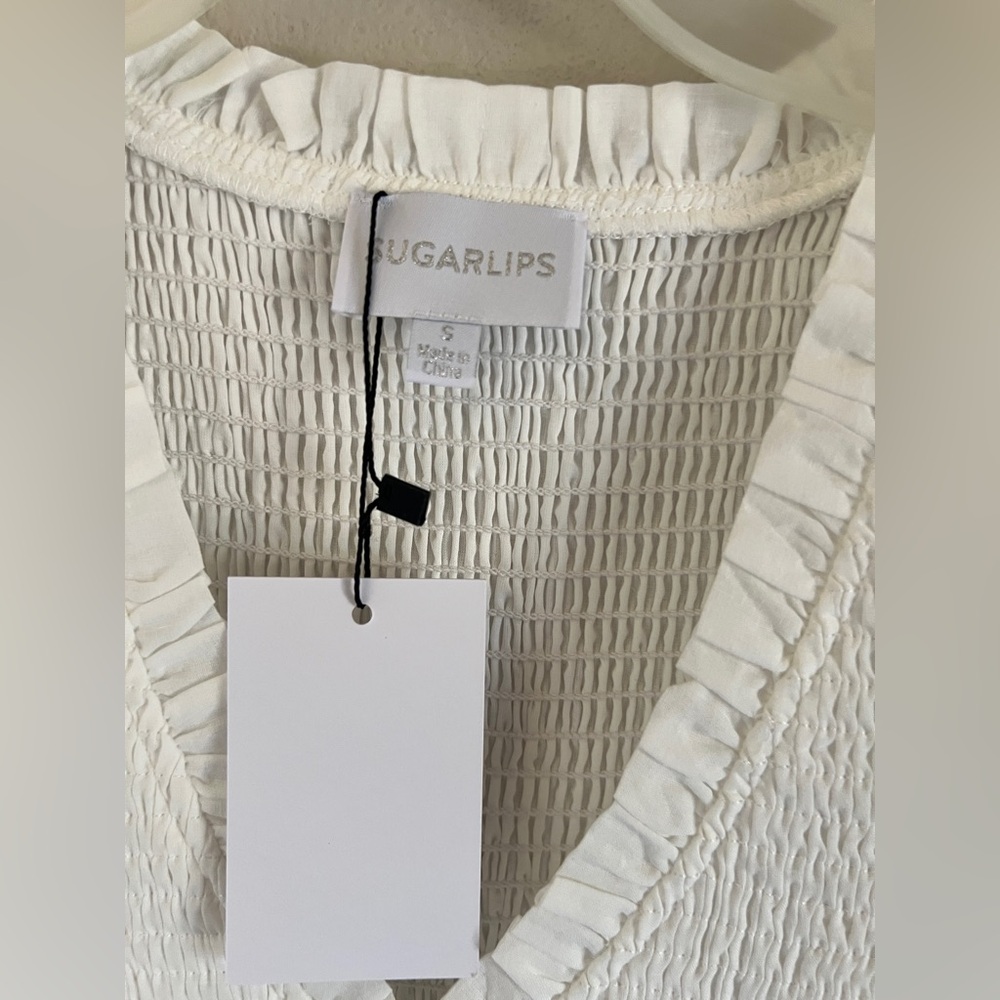White Ruffle Maxi Dress Tiered Small NWT SUGARLIPS - Picture 6 of 9